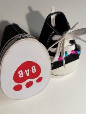 (825-5) Build-A-Bear Workshop Black Canvas High Top Sneakers - Plush Doll Shoes